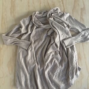 GUESS Cardigan Sweater Womens Large Beige Open Front Long Sleeve Knit Draped